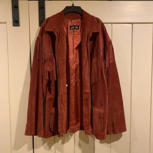 Rust suede fringe jacket.